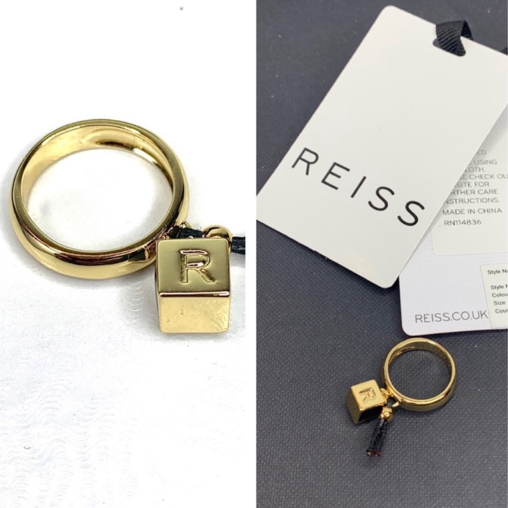 SOLD / NWT REISS Jewelry | Ebony Fine Cube Trim Ring